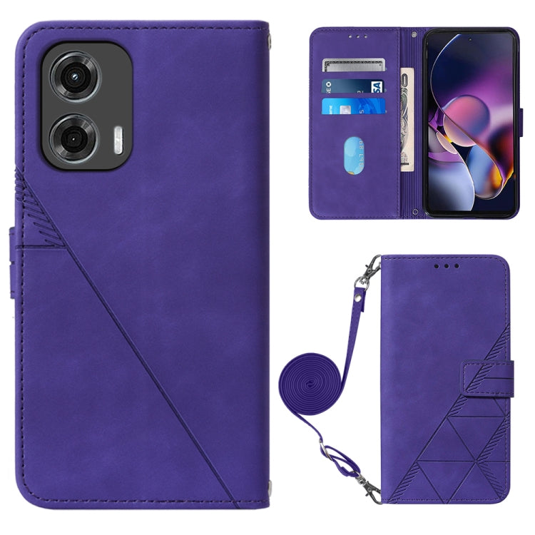 For Motorola Moto G Stylus 5G 2024 Crossbody 3D Embossed Flip Leather Phone Case(Purple) - Motorola Cases by PMC Jewellery | Online Shopping South Africa | PMC Jewellery | Buy Now Pay Later Mobicred
