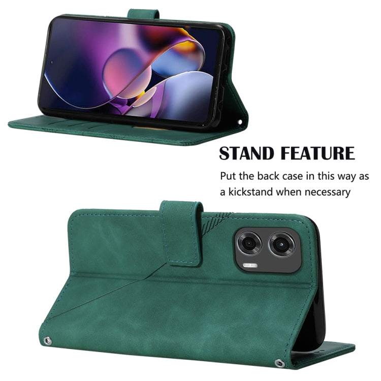 For Motorola Moto G Stylus 5G 2024 Crossbody 3D Embossed Flip Leather Phone Case(Dark Green) - Motorola Cases by PMC Jewellery | Online Shopping South Africa | PMC Jewellery | Buy Now Pay Later Mobicred
