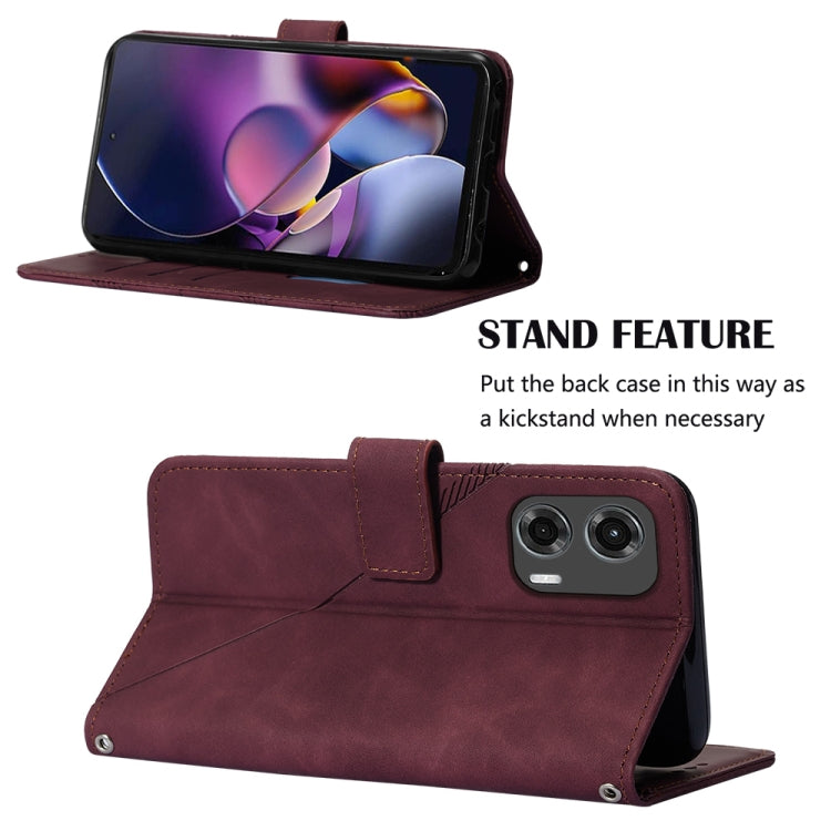 For Motorola Moto G Stylus 5G 2024 Crossbody 3D Embossed Flip Leather Phone Case(Wine Red) - Motorola Cases by PMC Jewellery | Online Shopping South Africa | PMC Jewellery | Buy Now Pay Later Mobicred