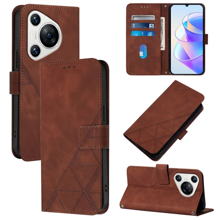 For Huawei Pura 70 Crossbody 3D Embossed Flip Leather Phone Case(Brown) - free shipping - PMC Jewellery - Order now!