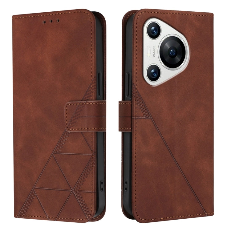 For Huawei Pura 70 Crossbody 3D Embossed Flip Leather Phone Case(Brown) - free shipping - PMC Jewellery - Order now!
