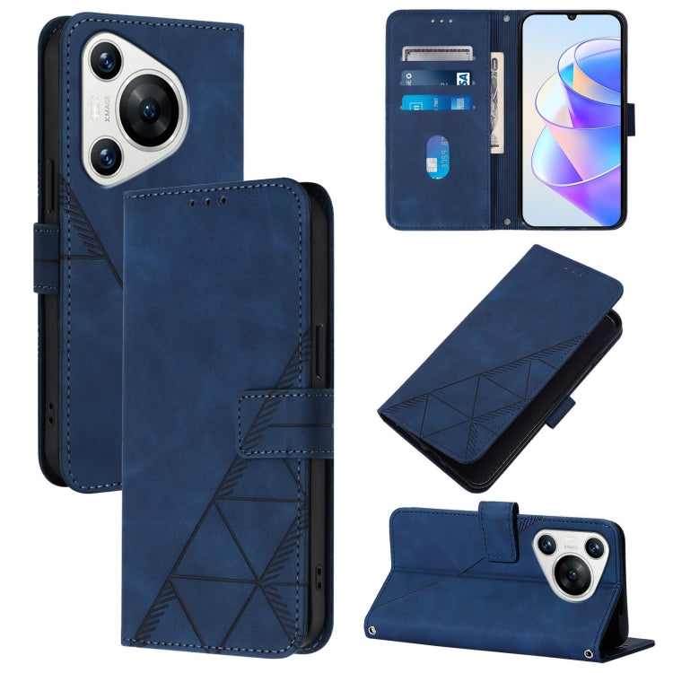 For Huawei Pura 70 Crossbody 3D Embossed Flip Leather Phone Case(Blue) - free shipping - PMC Jewellery - Order now!