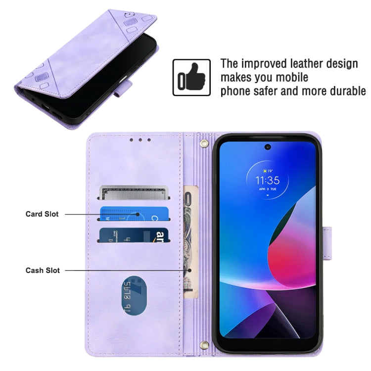 For Motorola Moto G Play 4G 2024 Skin Feel Embossed Leather Phone Case(Light Purple) - Motorola Cases by PMC Jewellery | Online Shopping South Africa | PMC Jewellery | Buy Now Pay Later Mobicred