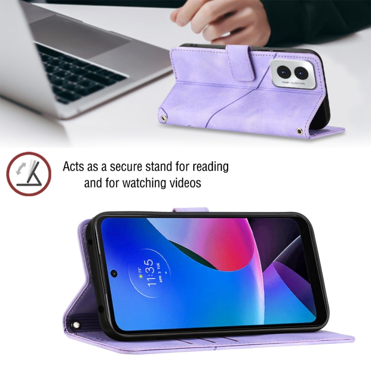 For Motorola Moto G Play 4G 2024 Skin Feel Embossed Leather Phone Case(Light Purple) - Motorola Cases by PMC Jewellery | Online Shopping South Africa | PMC Jewellery | Buy Now Pay Later Mobicred