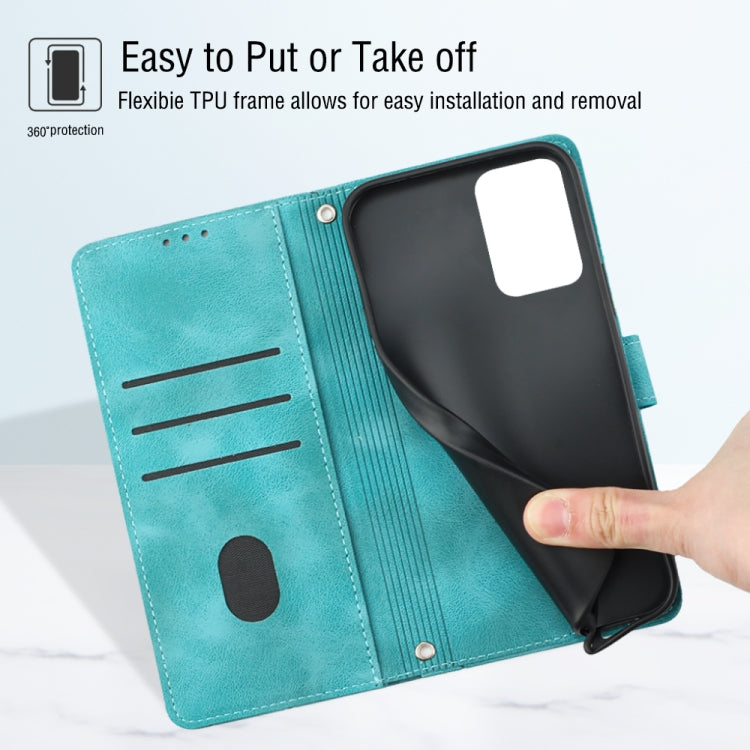 For Motorola Moto G Play 4G 2024 Skin Feel Embossed Leather Phone Case(Green) - Motorola Cases by PMC Jewellery | Online Shopping South Africa | PMC Jewellery | Buy Now Pay Later Mobicred