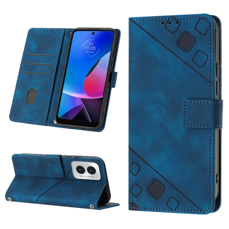 For Motorola Moto G Play 4G 2024 Skin Feel Embossed Leather Phone Case(Blue) - Motorola Cases by PMC Jewellery | Online Shopping South Africa | PMC Jewellery | Buy Now Pay Later Mobicred