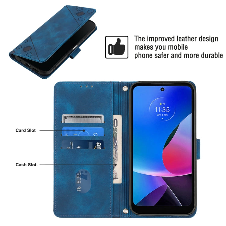For Motorola Moto G Play 4G 2024 Skin Feel Embossed Leather Phone Case(Blue) - Motorola Cases by PMC Jewellery | Online Shopping South Africa | PMC Jewellery | Buy Now Pay Later Mobicred