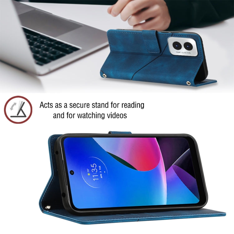 For Motorola Moto G Play 4G 2024 Skin Feel Embossed Leather Phone Case(Blue) - Motorola Cases by PMC Jewellery | Online Shopping South Africa | PMC Jewellery | Buy Now Pay Later Mobicred