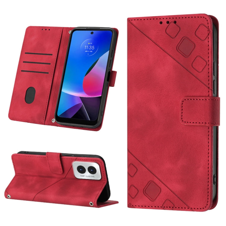 For Motorola Moto G Play 4G 2024 Skin Feel Embossed Leather Phone Case(Red) - Motorola Cases by PMC Jewellery | Online Shopping South Africa | PMC Jewellery | Buy Now Pay Later Mobicred