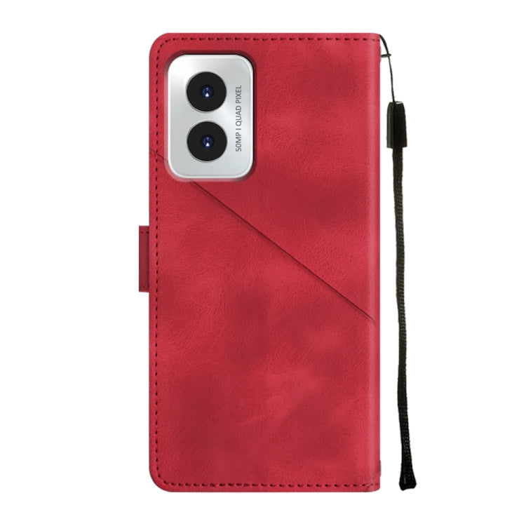 For Motorola Moto G Play 4G 2024 Skin Feel Embossed Leather Phone Case(Red) - Motorola Cases by PMC Jewellery | Online Shopping South Africa | PMC Jewellery | Buy Now Pay Later Mobicred