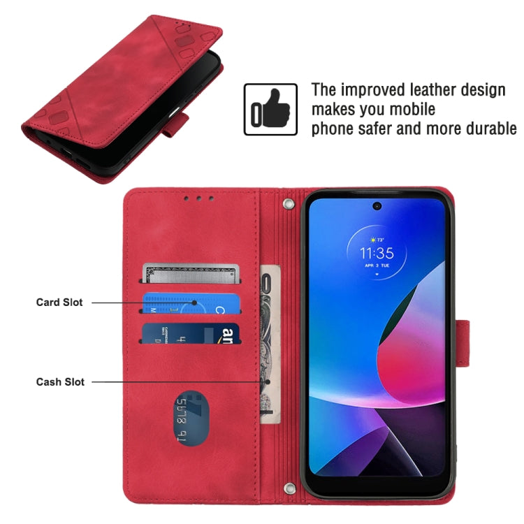 For Motorola Moto G Play 4G 2024 Skin Feel Embossed Leather Phone Case(Red) - Motorola Cases by PMC Jewellery | Online Shopping South Africa | PMC Jewellery | Buy Now Pay Later Mobicred