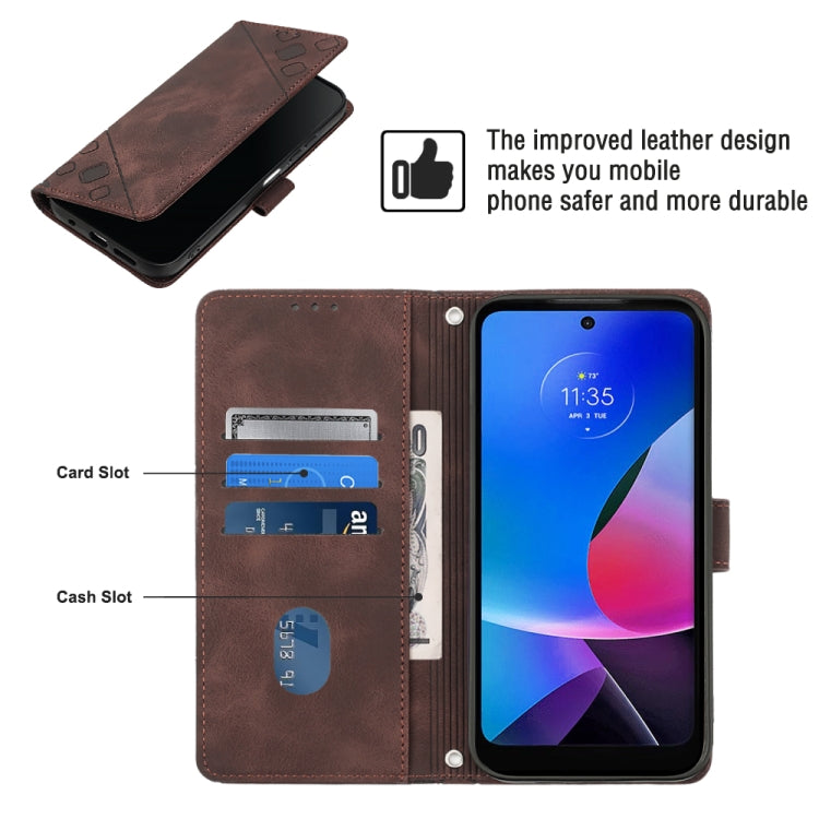 For Motorola Moto G Play 4G 2024 Skin Feel Embossed Leather Phone Case(Brown) - Motorola Cases by PMC Jewellery | Online Shopping South Africa | PMC Jewellery | Buy Now Pay Later Mobicred