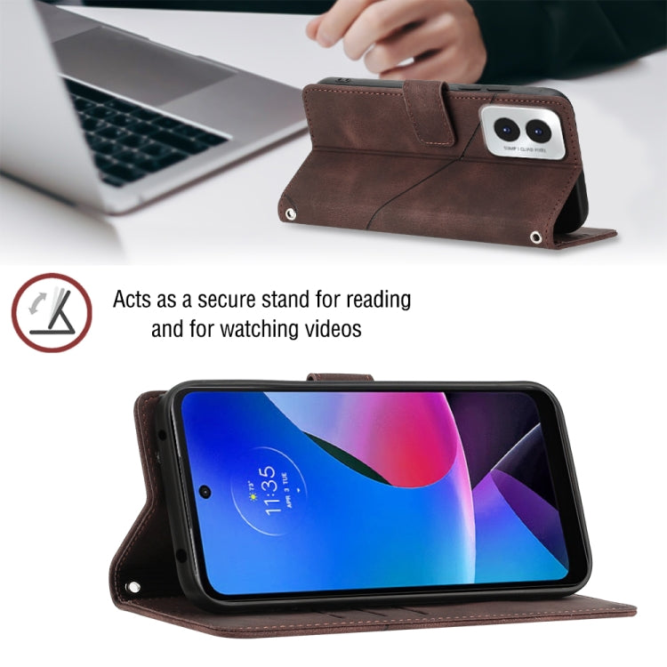 For Motorola Moto G Play 4G 2024 Skin Feel Embossed Leather Phone Case(Brown) - Motorola Cases by PMC Jewellery | Online Shopping South Africa | PMC Jewellery | Buy Now Pay Later Mobicred