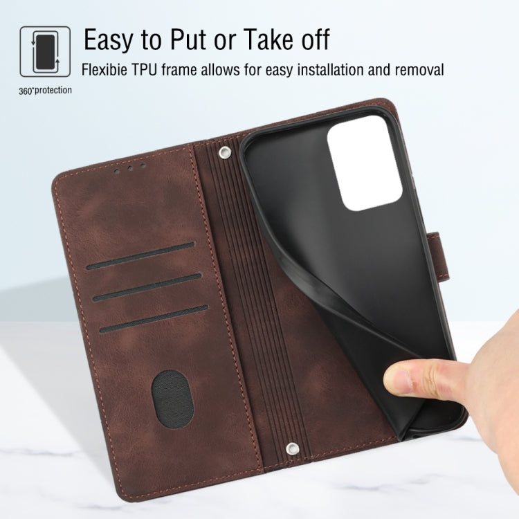 For Motorola Moto G Play 4G 2024 Skin Feel Embossed Leather Phone Case(Brown) - Motorola Cases by PMC Jewellery | Online Shopping South Africa | PMC Jewellery | Buy Now Pay Later Mobicred