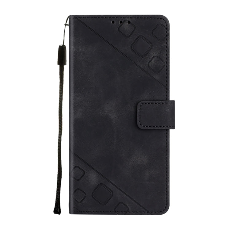 For Motorola Moto G Play 4G 2024 Skin Feel Embossed Leather Phone Case(Black) - Motorola Cases by PMC Jewellery | Online Shopping South Africa | PMC Jewellery | Buy Now Pay Later Mobicred