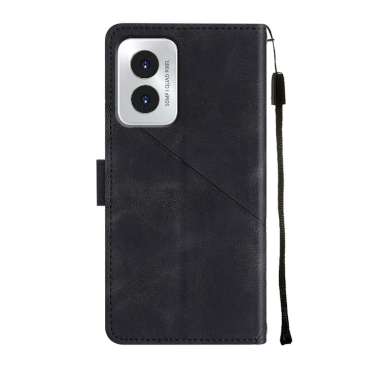 For Motorola Moto G Play 4G 2024 Skin Feel Embossed Leather Phone Case(Black) - Motorola Cases by PMC Jewellery | Online Shopping South Africa | PMC Jewellery | Buy Now Pay Later Mobicred