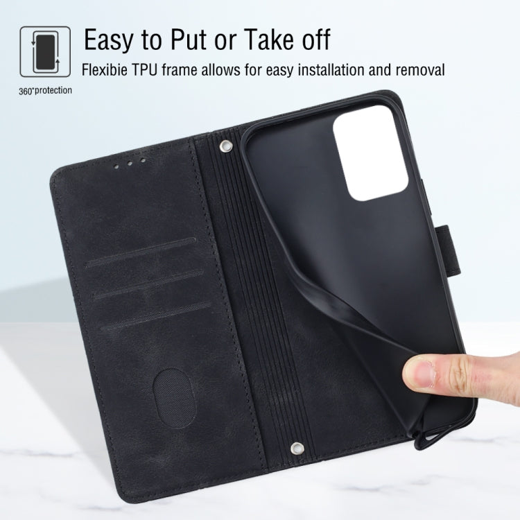 For Motorola Moto G Play 4G 2024 Skin Feel Embossed Leather Phone Case(Black) - Motorola Cases by PMC Jewellery | Online Shopping South Africa | PMC Jewellery | Buy Now Pay Later Mobicred