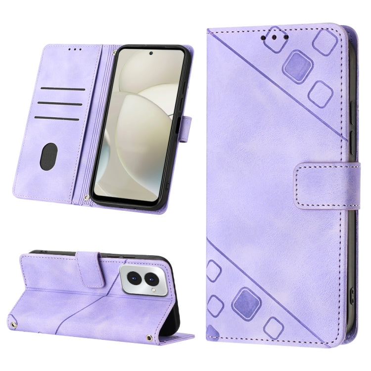 For Motorola Moto G Power 5G 2024 Skin Feel Embossed Leather Phone Case(Light Purple) - Motorola Cases by PMC Jewellery | Online Shopping South Africa | PMC Jewellery | Buy Now Pay Later Mobicred
