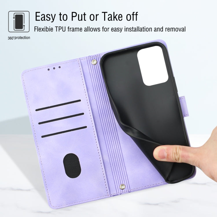 For Motorola Moto G Power 5G 2024 Skin Feel Embossed Leather Phone Case(Light Purple) - Motorola Cases by PMC Jewellery | Online Shopping South Africa | PMC Jewellery | Buy Now Pay Later Mobicred