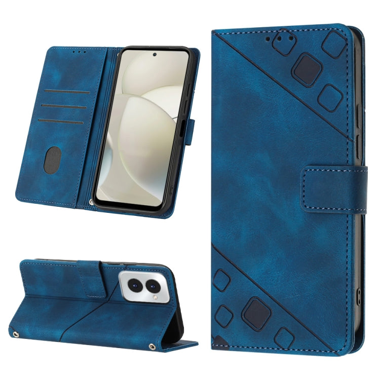 For Motorola Moto G Power 5G 2024 Skin Feel Embossed Leather Phone Case(Blue) - Motorola Cases by PMC Jewellery | Online Shopping South Africa | PMC Jewellery | Buy Now Pay Later Mobicred