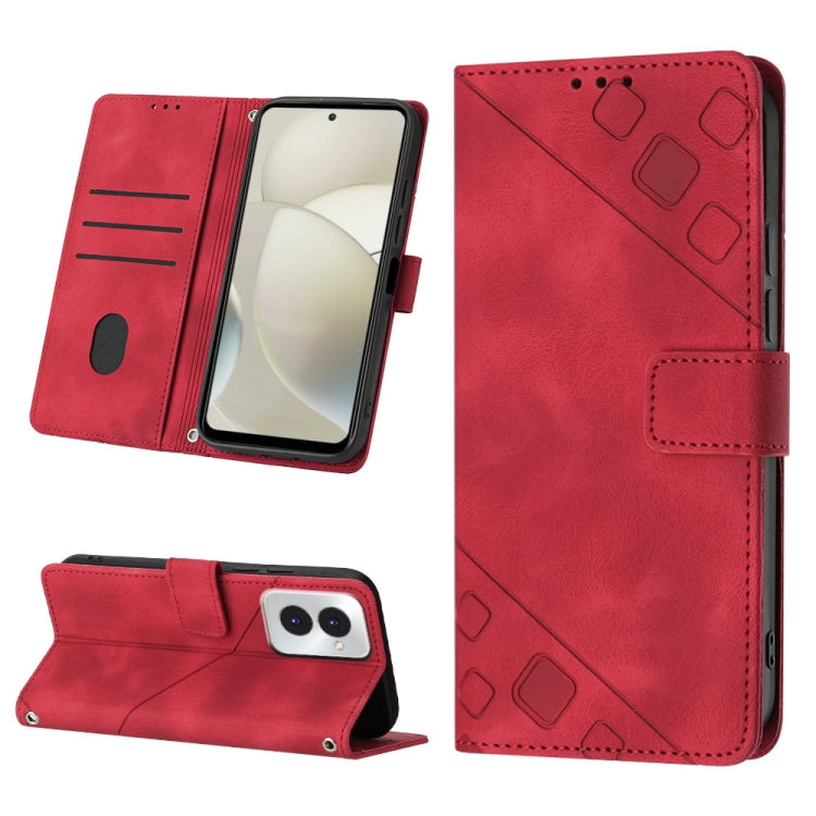 For Motorola Moto G Power 5G 2024 Skin Feel Embossed Leather Phone Case(Red) - Motorola Cases by PMC Jewellery | Online Shopping South Africa | PMC Jewellery | Buy Now Pay Later Mobicred