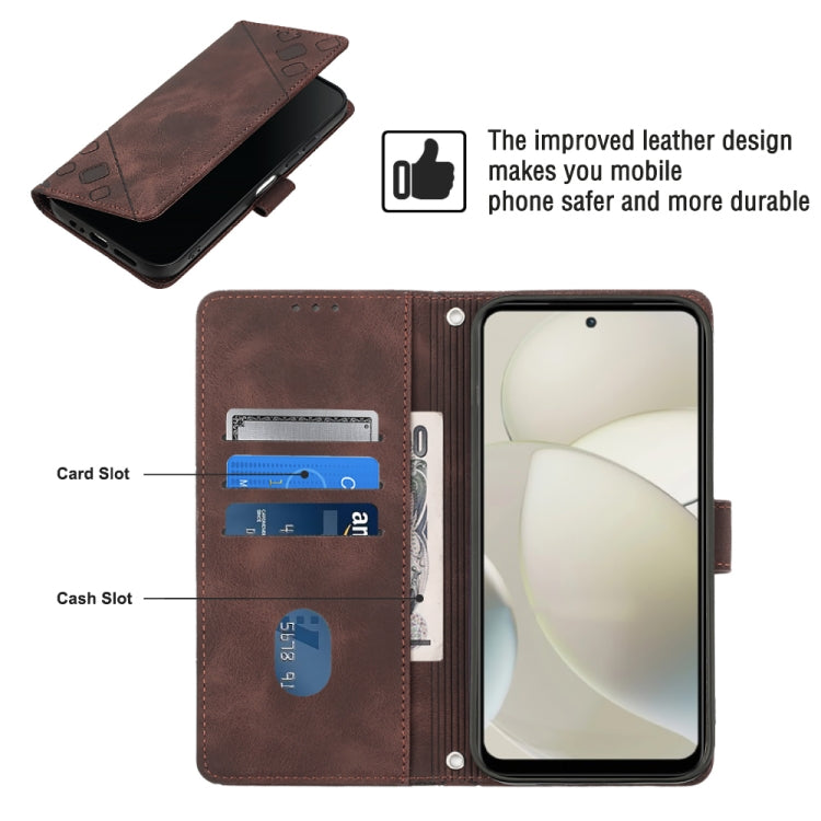 For Motorola Moto G Power 5G 2024 Skin Feel Embossed Leather Phone Case(Brown) - Motorola Cases by PMC Jewellery | Online Shopping South Africa | PMC Jewellery | Buy Now Pay Later Mobicred