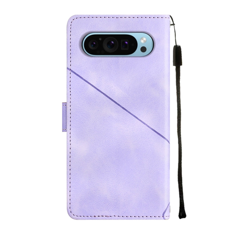 For Google Pixel 9 / 9 Pro Skin-feel Embossed Leather Phone Case(Light Purple) - Google Cases by PMC TechLife | Online Shopping South Africa | PMC TechLife | Buy Now Pay Later Mobicred