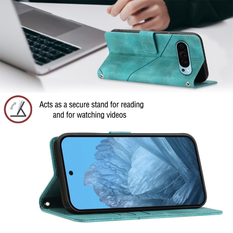 For Google Pixel 9 / 9 Pro Skin-feel Embossed Leather Phone Case(Green) - Google Cases by PMC TechLife | Online Shopping South Africa | PMC TechLife | Buy Now Pay Later Mobicred