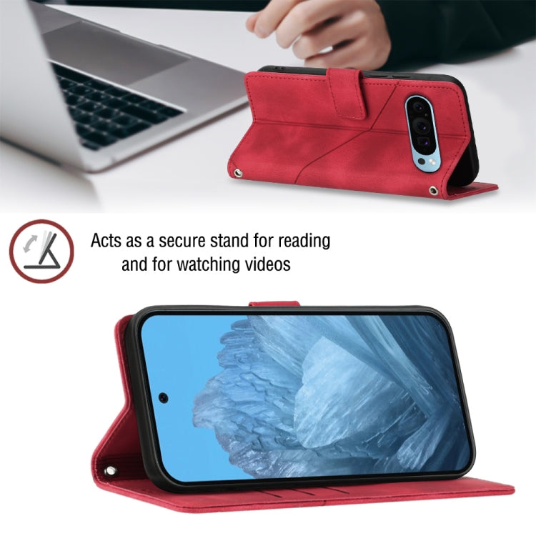 For Google Pixel 9 / 9 Pro Skin-feel Embossed Leather Phone Case(Red) - Google Cases by PMC TechLife | Online Shopping South Africa | PMC TechLife | Buy Now Pay Later Mobicred