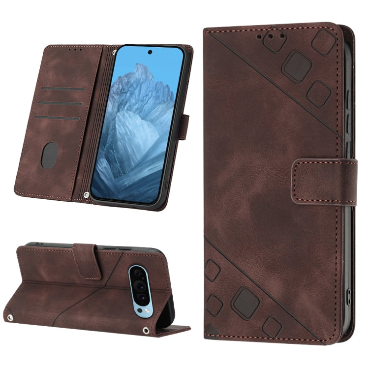 For Google Pixel 9 / 9 Pro Skin-feel Embossed Leather Phone Case(Brown) - free shipping - PMC TechLife - Order now!