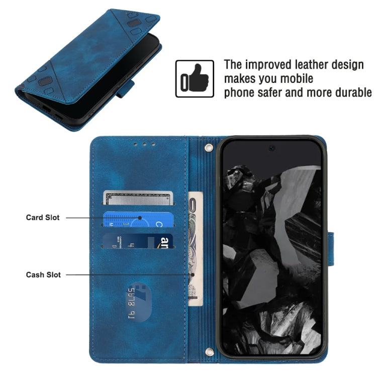 For Google Pixel 9 Pro XL Skin-feel Embossed Leather Phone Case(Blue) - Google Cases by PMC TechLife | Online Shopping South Africa | PMC TechLife | Buy Now Pay Later Mobicred