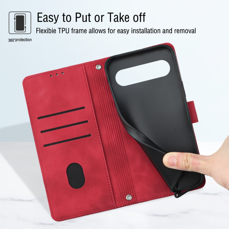 For Google Pixel 9 Pro XL Skin-feel Embossed Leather Phone Case(Red) - free shipping - PMC TechLife - Order now!