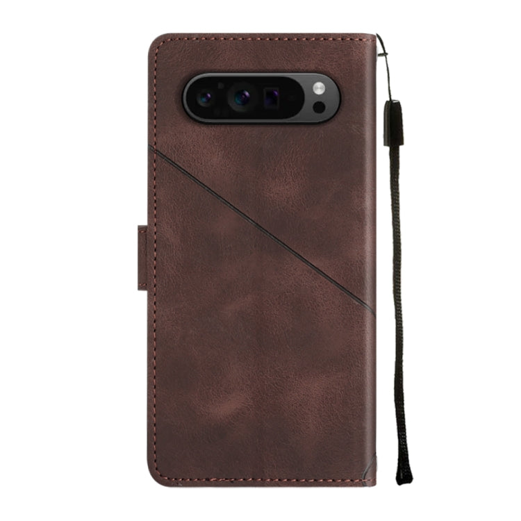 For Google Pixel 9 Pro XL Skin-feel Embossed Leather Phone Case(Brown) - Google Cases by PMC TechLife | Online Shopping South Africa | PMC TechLife | Buy Now Pay Later Mobicred