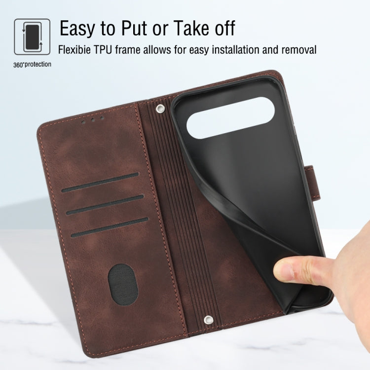 For Google Pixel 9 Pro XL Skin-feel Embossed Leather Phone Case(Brown) - Google Cases by PMC TechLife | Online Shopping South Africa | PMC TechLife | Buy Now Pay Later Mobicred