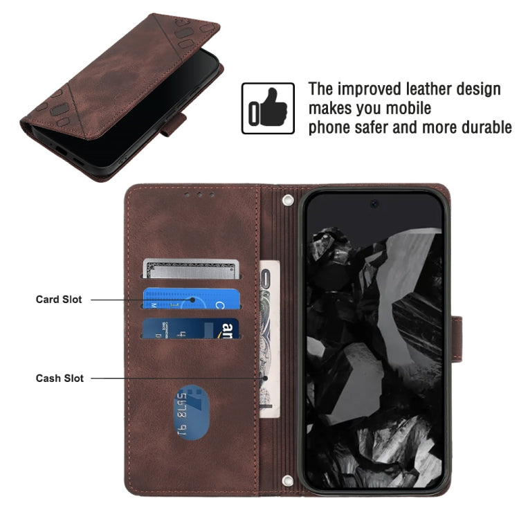 For Google Pixel 9 Pro XL Skin-feel Embossed Leather Phone Case(Brown) - Google Cases by PMC TechLife | Online Shopping South Africa | PMC TechLife | Buy Now Pay Later Mobicred