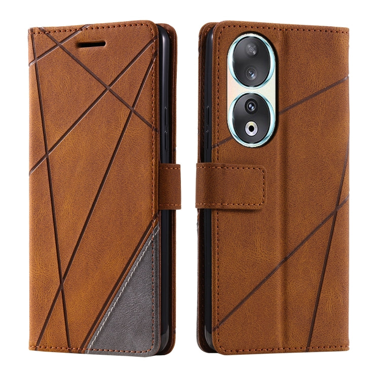 For Honor 90 Skin Feel Splicing Leather Phone Case(Brown) - Honor Cases by PMC TechLife | Online Shopping South Africa | PMC TechLife