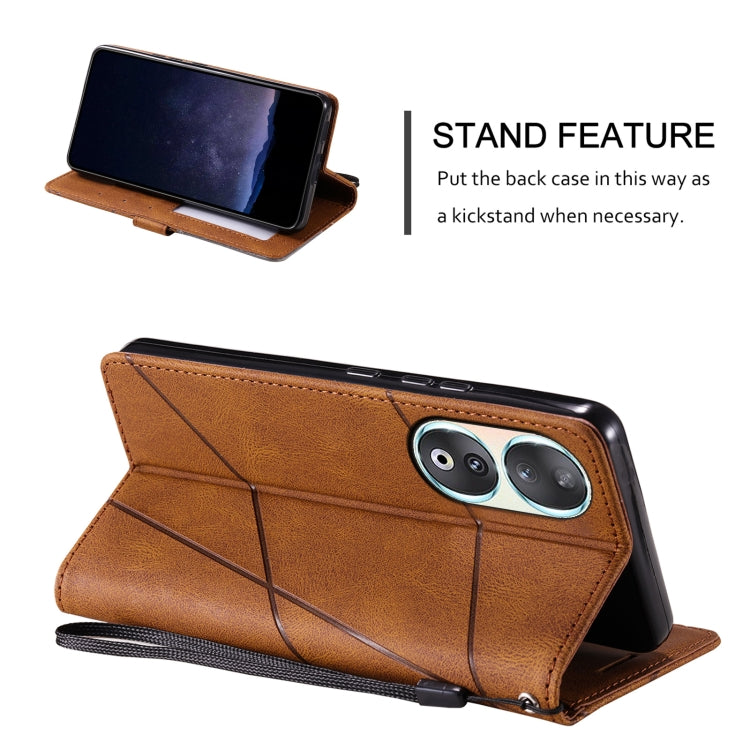 For Honor 90 Skin Feel Splicing Leather Phone Case(Brown) - Honor Cases by PMC TechLife | Online Shopping South Africa | PMC TechLife