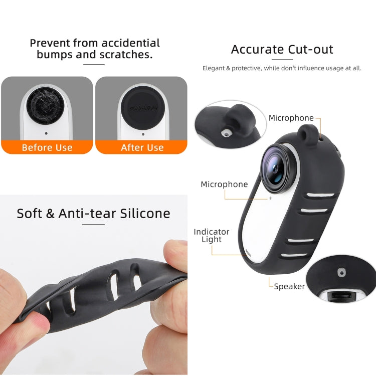 For Insta360 GO 3 Sunnylife Cooling Silicone Case Stickers Skin Wrap Lens Cover with Neck Strap(White) - Case & Bags by Sunnylife | Online Shopping South Africa | PMC TechLife | Buy Now Pay Later Mobicred