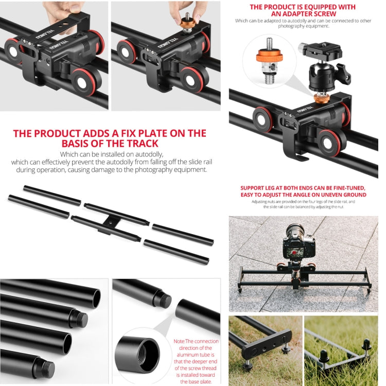 YELANGU L60ES YLG1847A-A 60cm Splicing Slide Rail Track with L5i Dolly Car(Black) - free shipping - PMC TechLife - Order now!