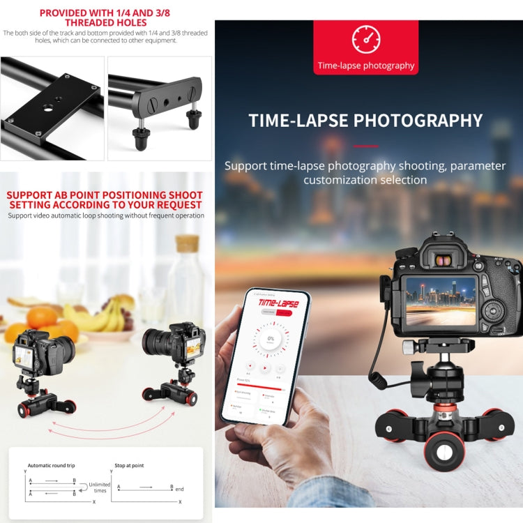 YELANGU L60ES YLG1847A-A 60cm Splicing Slide Rail Track with L5i Dolly Car(Black) - free shipping - PMC TechLife - Order now!