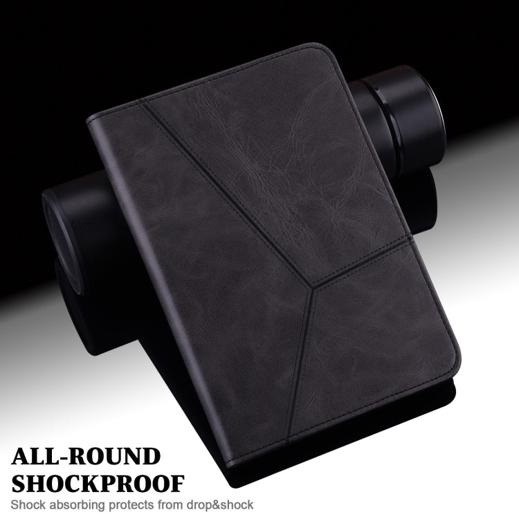 For Lenovo Xiaoxin Pad Pro 12.7 Solid Color Stripe Embossed Leather Tablet Case(Black) - Lenovo by PMC TechLife | Online Shopping South Africa | PMC TechLife | Buy Now Pay Later Mobicred