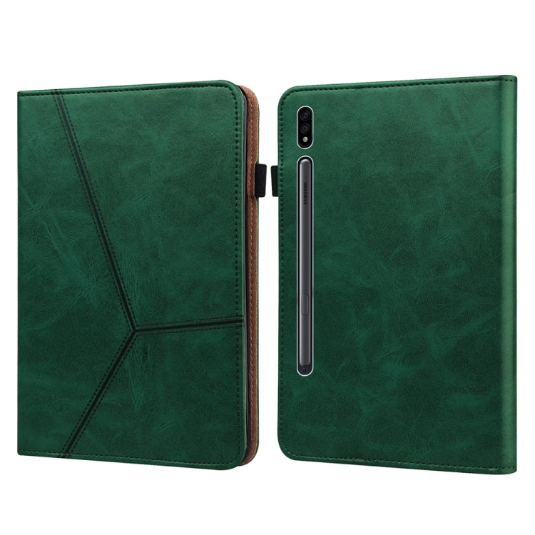 For Samsung Galaxy Tab S9 / S9 FE Solid Color Stripe Embossed Leather Tablet Case(Green) - free shipping - PMC TechLife - Order now!
