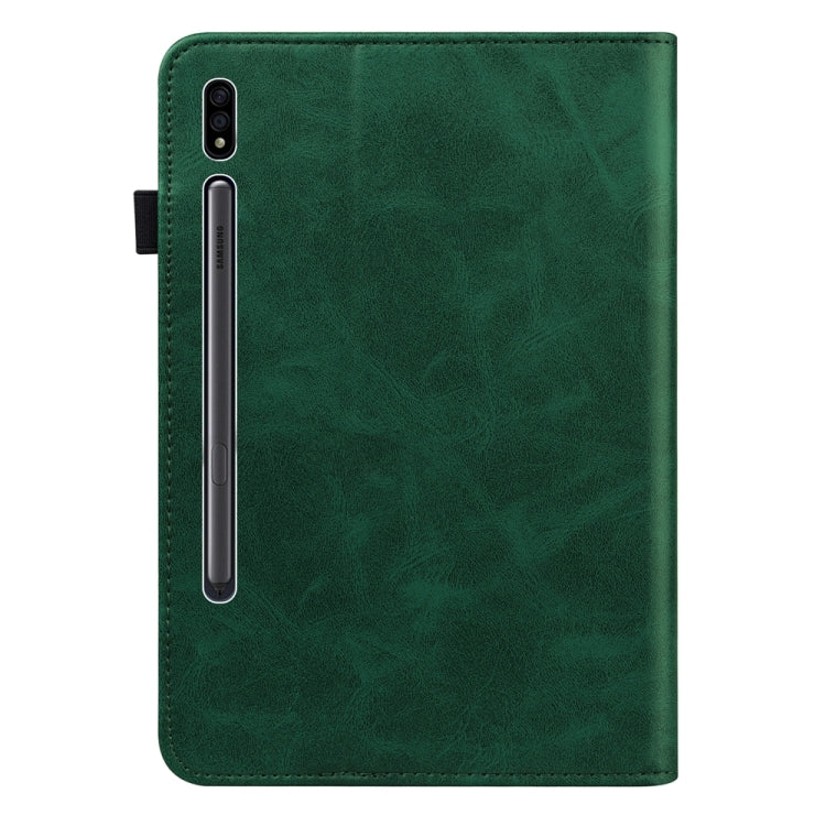For Samsung Galaxy Tab S9 / S9 FE Solid Color Stripe Embossed Leather Tablet Case(Green) - free shipping - PMC TechLife - Order now!