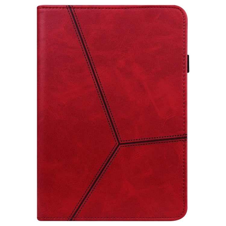 For Samsung Galaxy Tab S9 / S9 FE Solid Color Stripe Embossed Leather Tablet Case(Red) - free shipping - PMC Jewellery - Order now!