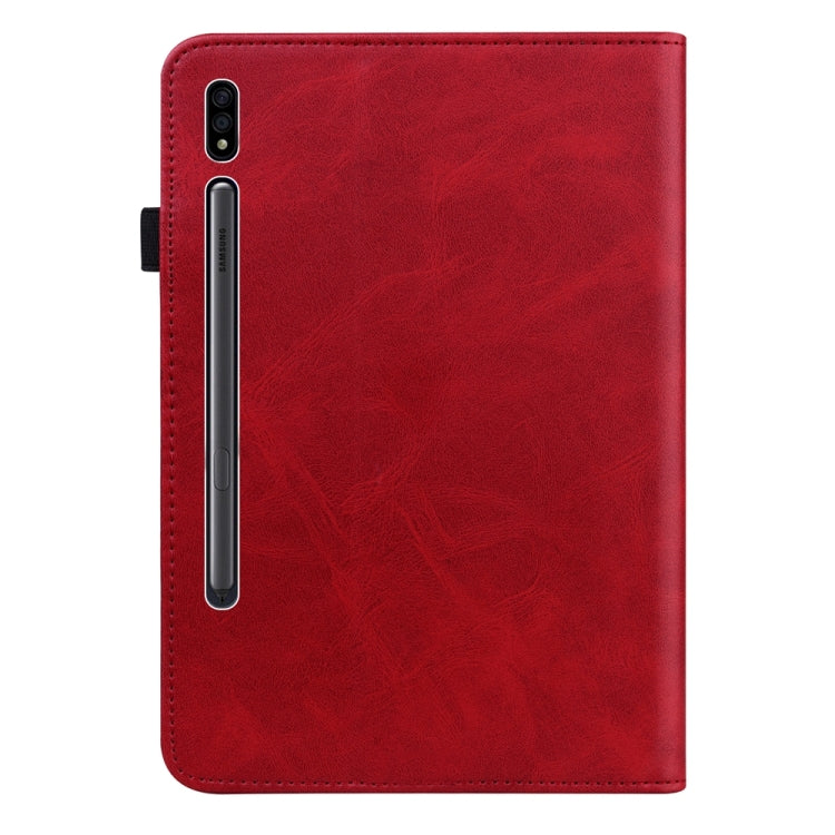For Samsung Galaxy Tab S9 / S9 FE Solid Color Stripe Embossed Leather Tablet Case(Red) - free shipping - PMC Jewellery - Order now!