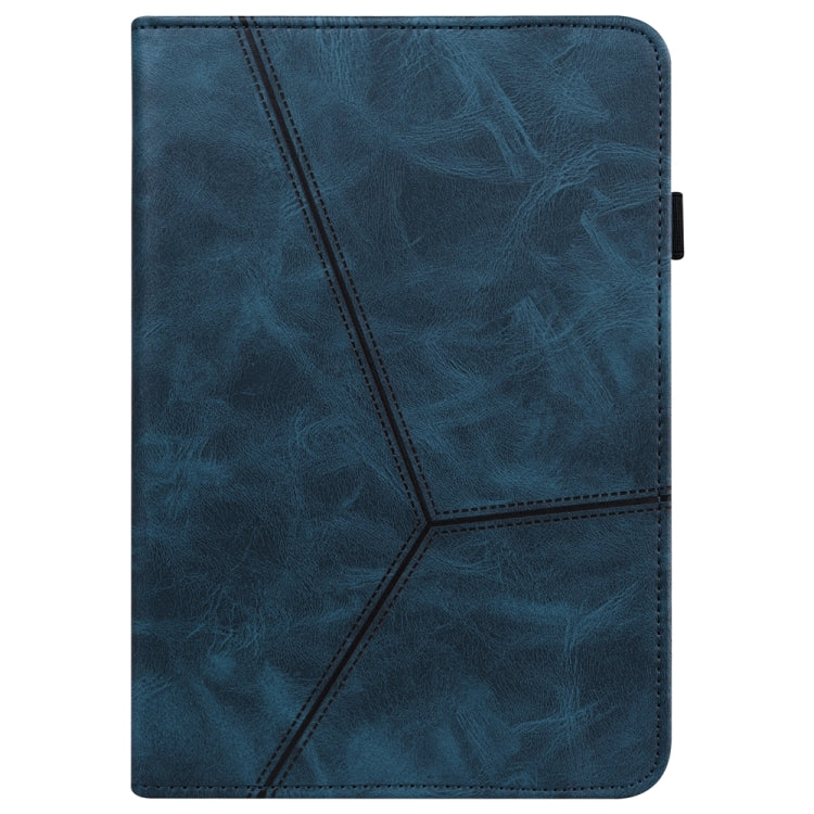 For Samsung Galaxy Tab S7/S8/S9/S9 FE Solid Color Stripe Embossed Leather Tablet Case(Blue) - Galaxy Tab S9 FE by PMC TechLife | Online Shopping South Africa | PMC TechLife