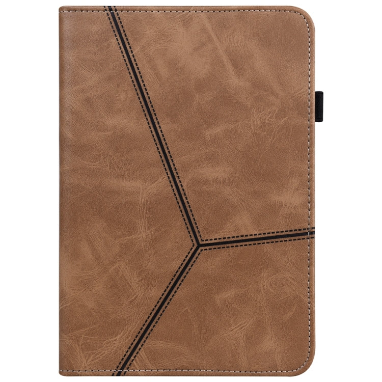 For Samsung Galaxy Tab S9 / S9 FE Solid Color Stripe Embossed Leather Tablet Case(Brown) - free shipping - PMC TechLife - Order now!