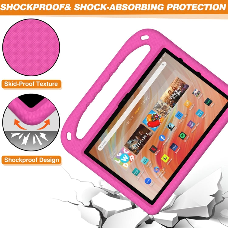 For Amazon Kindle Fire HD 10 2023 Handle EVA Shockproof Tablet Case with Holder(Rose Red) - Amazon by PMC TechLife | Online Shopping South Africa | PMC TechLife | Buy Now Pay Later Mobicred