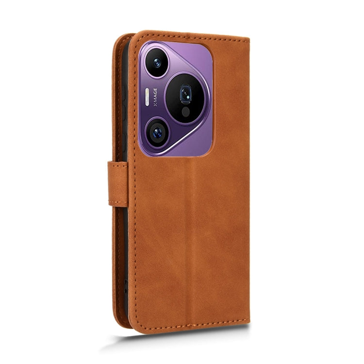 For Huawei Pura 70 Pro Skin Feel Magnetic Flip Leather Phone Case(Brown) - Huawei Cases by PMC Jewellery | Online Shopping South Africa | PMC Jewellery | Buy Now Pay Later Mobicred