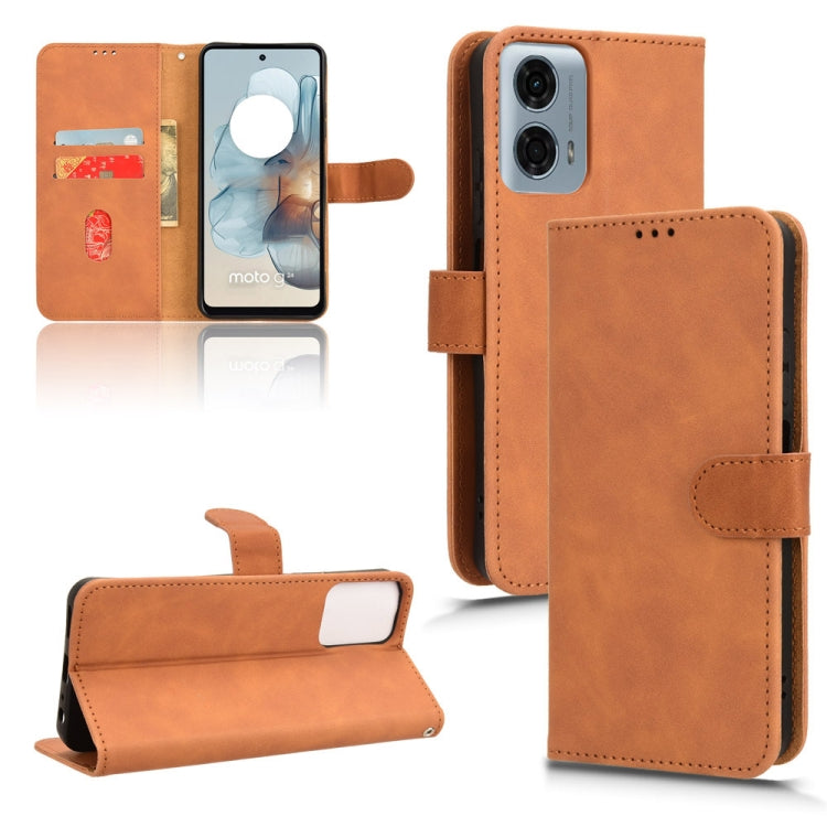 For Motorola Moto G Power 5G 2024 Skin Feel Magnetic Flip Leather Phone Case(Brown) - free shipping - PMC Jewellery - Order now!
